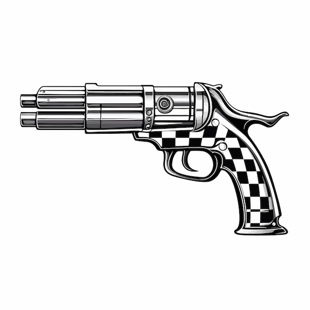 Plik wektorowy monochrome_gun_with_race_flag_vector