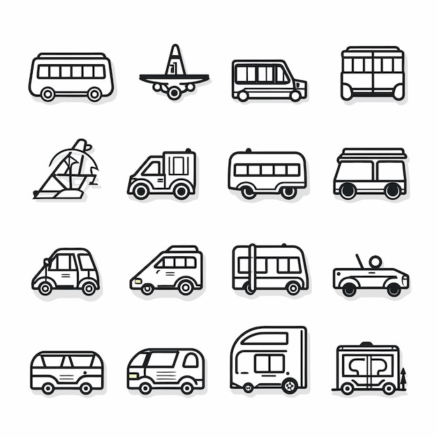 Plik wektorowy monochrome_icon_set_of_transportation_vector