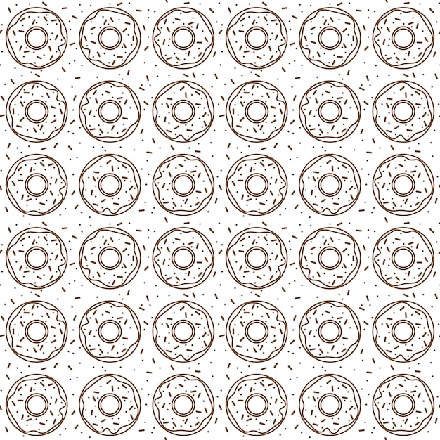 Plik wektorowy monochrome line art donut pattern seamless vector design uroczy bezszwowy wektorowy wzór z pączkami w fascynującym monochromatycznym stylu line art