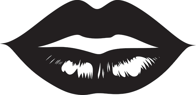 Monochrome Midnight Black Lips VectorChic Charcoal Kiss Lips in Black