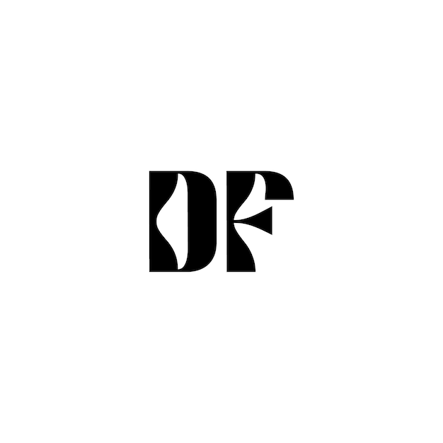 Monogram DF logo projekt litera tekst nazwa symbol monochromatyczny logotyp znak alfabetu proste logo