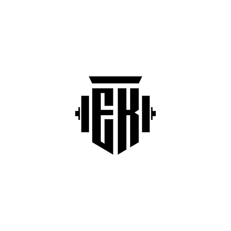 Wektor monogram ek logo projekt litery tekst nazwa symbol monochromatyczny logo alfabet znak prosty logo