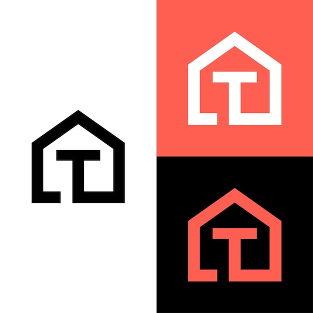Plik wektorowy monogram litera t z wektorem projektu logo nieruchomości