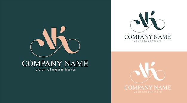 Monogram litery AK Eleganckie luksusowe logo Styl kaligraficzny Tożsamość korporacyjna i logo osobiste Projekt wektorowy Luksusowy liniowy monogram kreatywny