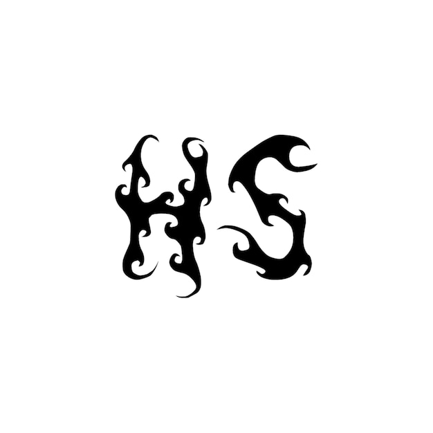Monogram logo HS projekt litery tekst nazwa symbol monochromatyczny logotyp alfabet znak prosty logo