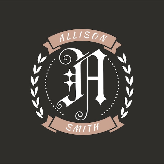 Monogram Logo Projektuje Klasyczny Monogram Alison Smith Stylową Odznakę Do Sieci I Druku Wektorowego Laboratorium