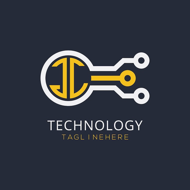 Monogram początkowy JC dla logo technologicznego z wzorem w stylu okręgu
