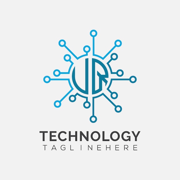 Monogram początkowy UQ dla logo technologicznego z wzorem w stylu okręgu