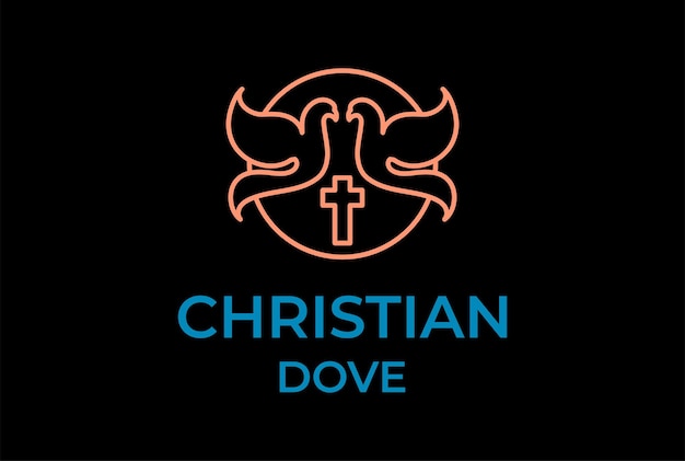 Plik wektorowy monogram ptaka gołębia gołębia z krzyżem jezusa chrystusa dla logo organizacji charytatywnej church chapel foundation