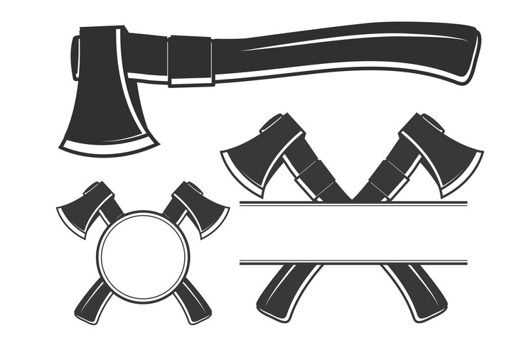 Wektor monogram wektorowy siekiery silueta siekiery monogram narzędzia leśne drewniarz drewniarz vektor sprzętu