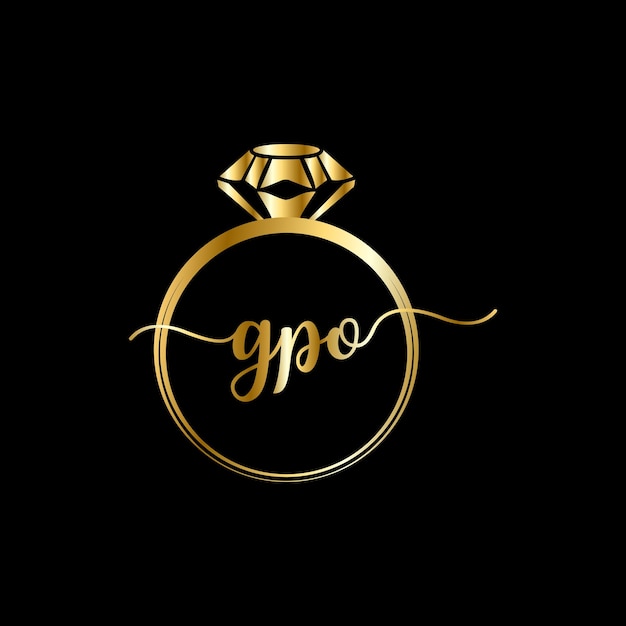 Monogramy Gpo Wedding Circle Pismo Odręczne Logo Wektor Szablon Logo