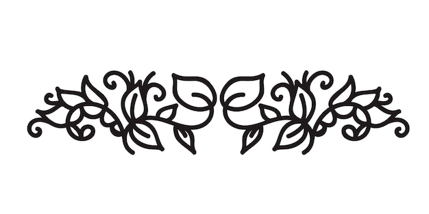 Monoline rozkwitać skandynawski monogram wektor z liśćmi kwiatów Przegroda narożników Walentynki