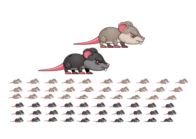 Monster Rat Animowana Gra Postać Sprite