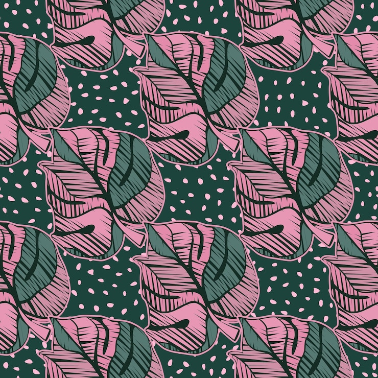 Wektor monstera kulas pozostawia tropikalny wzór. haftowane liście palmowe niekończące się tapety.