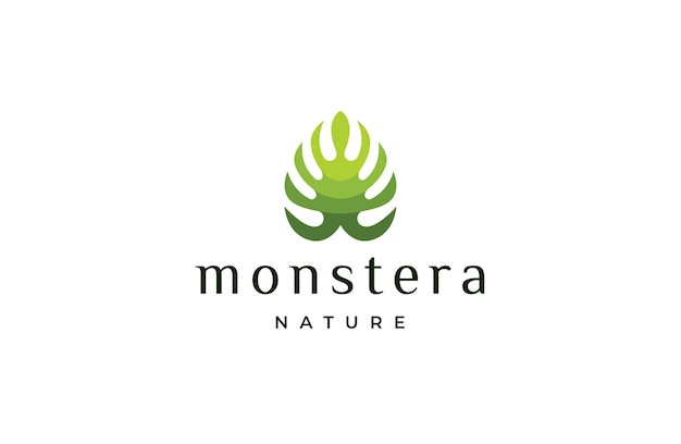 Monstera Liść Natura Logo Ikona Szablon Projektu Płaskie Wektor Ilustracja