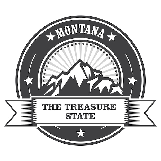 Montana Mountains - Treasure State Stamp Label