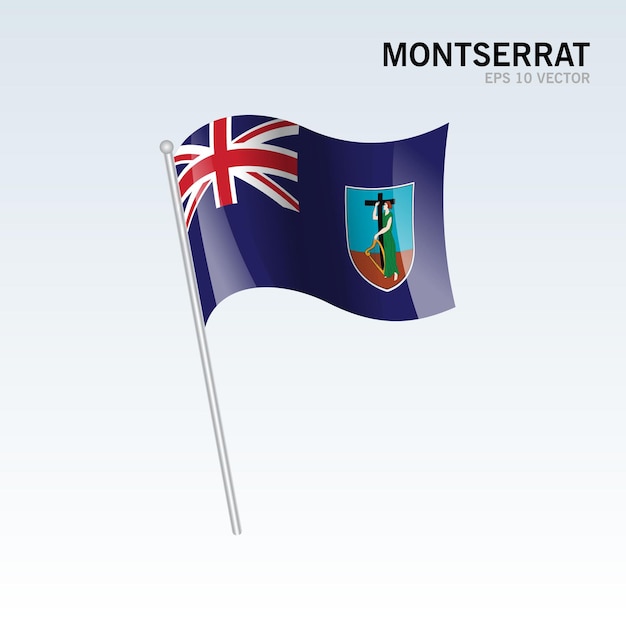 Montserrat Macha Flagą Na Szarym Tle