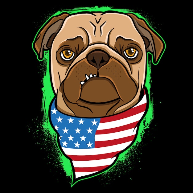 Plik wektorowy mops usa flaga ilustracja