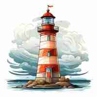 Plik wektorowy morska latarnia oceaniczna ilustracja wektorowa latarnia świetlna budynek wybrzeże woda wieża żeglarska