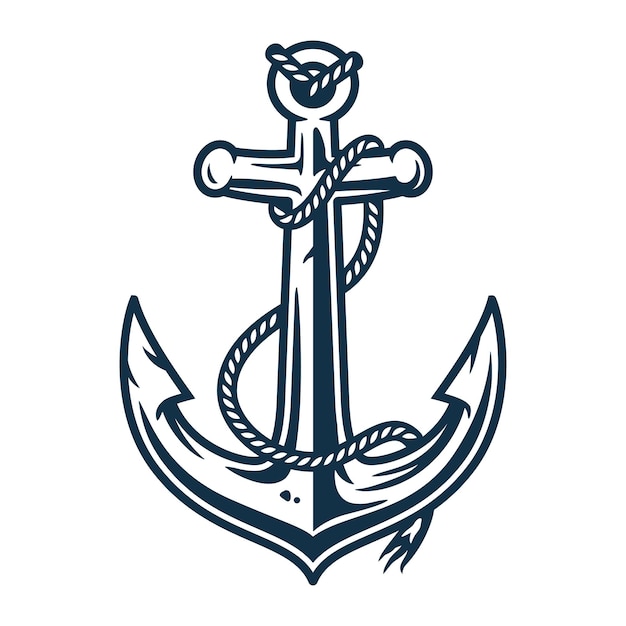 Morski Element Retro Na Logo Z Kotwicą I Liną
