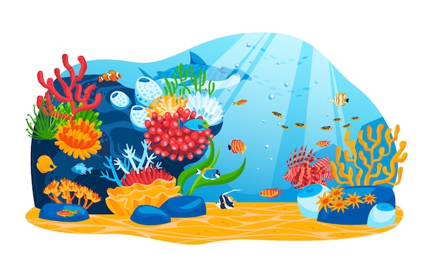 Morze Natura Ocean Morski Tropikalna Podwodna Dzikość Wektor Ilustracja Ryba W Lecie Wody Zwierząt