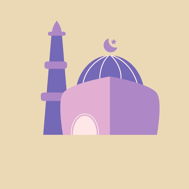 Mosque Purple Ramadhan Vibes Karikatura Wektorowa Graficzna