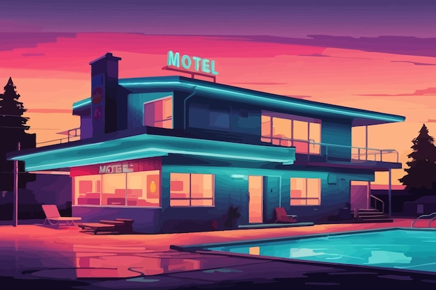 Plik wektorowy motel, stary projekt, ilustracja.