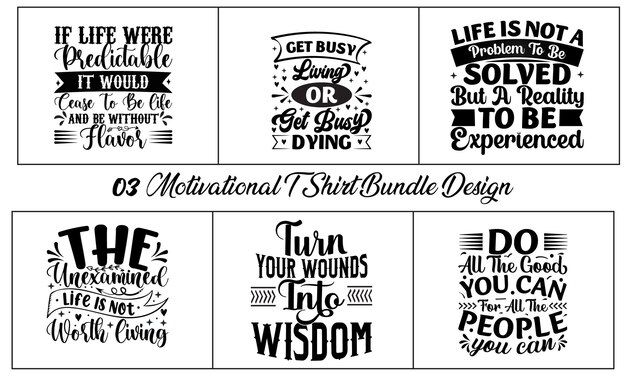 Motivacyjny T-shirt Bundle Design Template 03