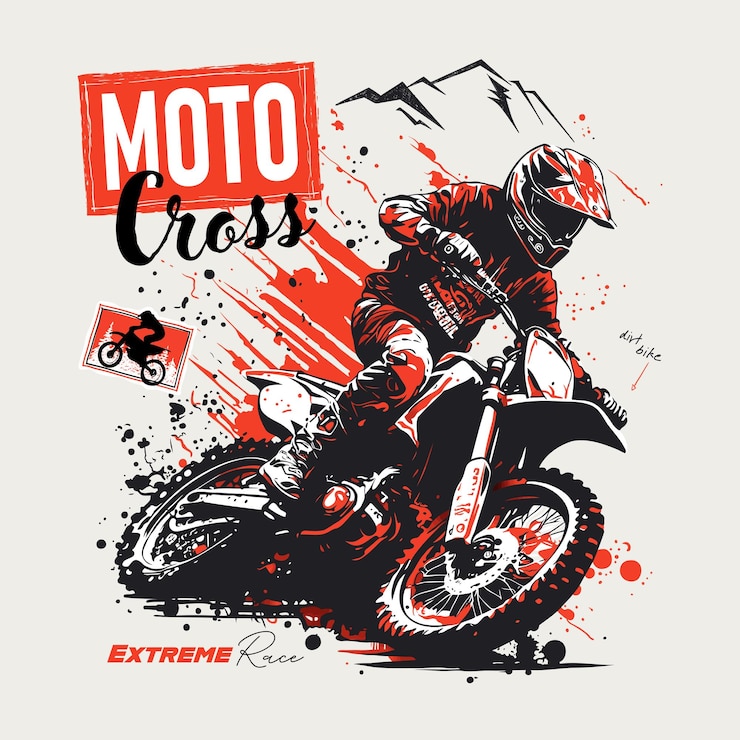 Wektor motocrossowiec w akcji ilustracja wektorowa grunge