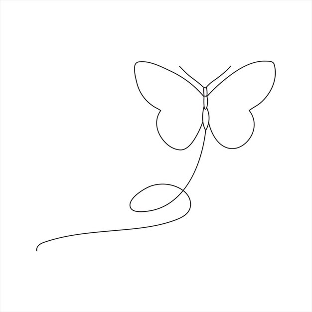 Motyl ciągły rysunek jednoliniowy ilustracja wektorowa różnych form owadów w modnych zarysach