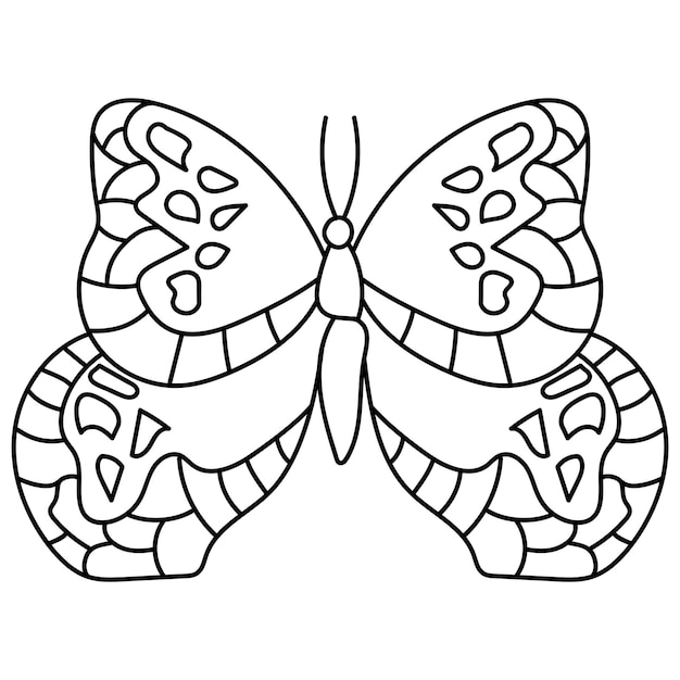 Plik wektorowy motyl fantasy kontur doodle kolorowanki dla małych dzieci owadów świata