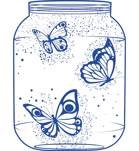 Plik wektorowy motyl jar projekt monochromatyczny druk artystyczny