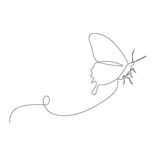 Plik wektorowy motyl, jedna linia, rysunek owadów, zarys ilustracji wektorowych 1