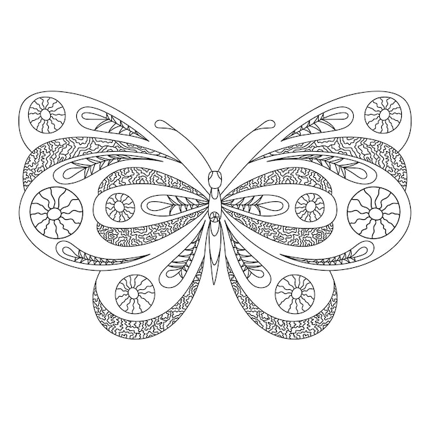 Motyl Kolorowanka dla dorosłych antystresowy w stylu zentangle
