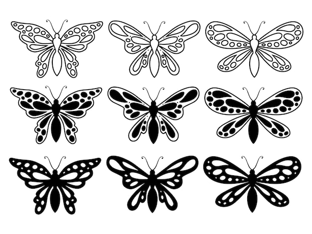 Plik wektorowy motyl line art doodle ilustracja