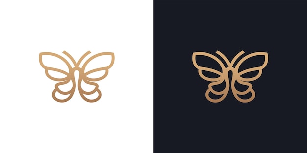 Motyl Logo Wektor Ikona Ilustracja Kontur Linii