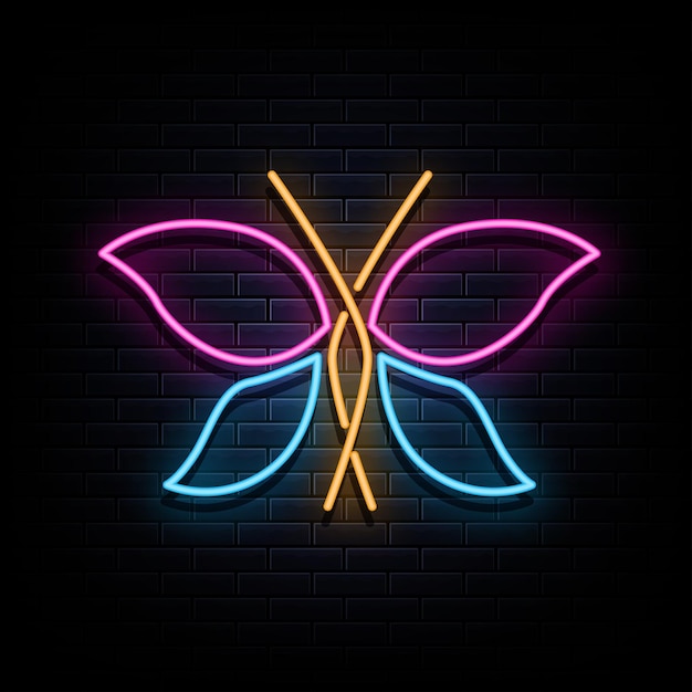 Motyl Neon Logo Wektor Znak