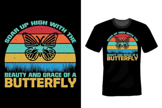 Motyl T Shirt Projekt Typografii Vintage