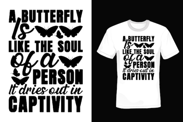 Motyl T Shirt Projekt Typografii Vintage