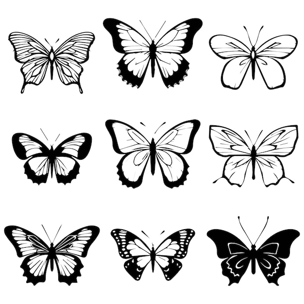 Motyle izolowane na białym tle Ilustracja wektorowa
