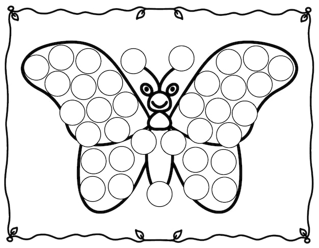 Plik wektorowy motyle kolorowanki dot markery aktywność dla dzieci