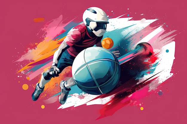 Motyw Sportowy Renderowania Trójwymiarowego Ilustracji Wektor Piłkarz Kreskówka Ikona Tła