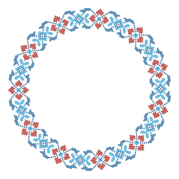 Plik wektorowy motywy haftu krzyżykowego okrągłego haftu ludowego