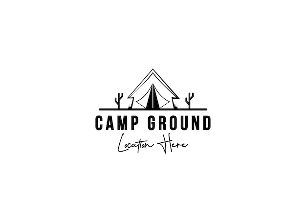 Plik wektorowy mountain camp adventure in forest logo design inspiracja