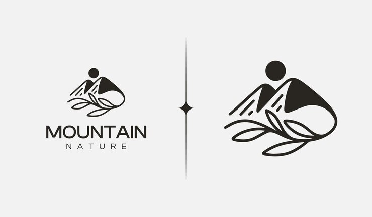 Mountain Hill Top Sun Rays monoline Uniwersalny kreatywny symbol premium Wektor znak ikona logo szablon Ilustracja wektorowa