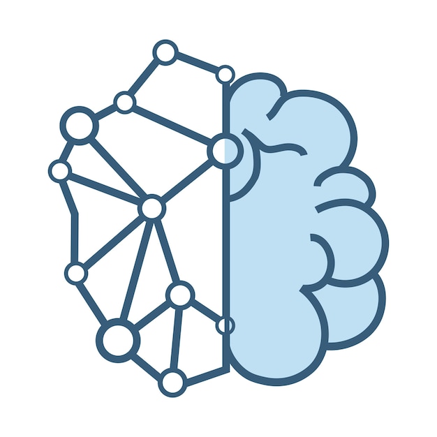 Mózg symbolu ikony systemu AI UI isorated design na białym tle nowoczesna głowa technologii AI