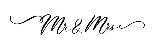 MR i MRS czarny wektor pędzla kaligrafii sztandar