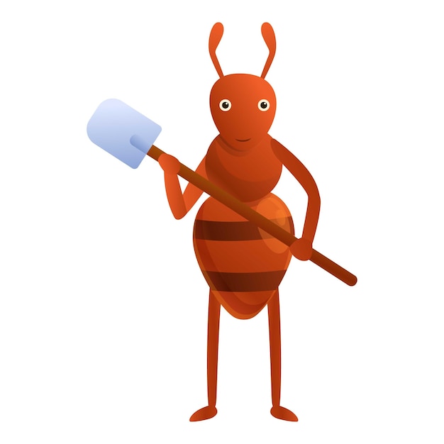 Plik wektorowy mrówka z ikoną łopaty kreskówka mrówka z ikoną wektora łopaty do projektowania stron internetowych izolowana na białym tle