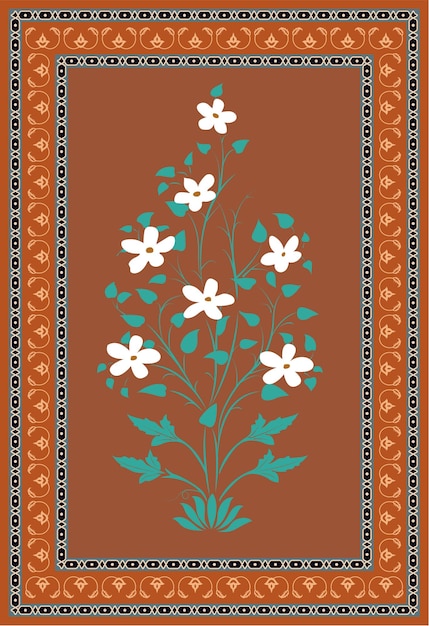 Mughal garden arch plant peacock illustration Traditional Islamic vector pattern design