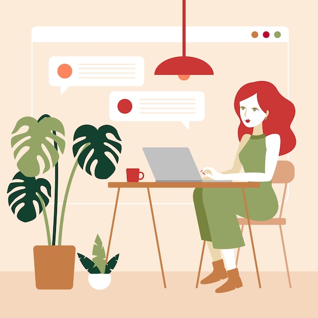 Mujer trabajando en su escritorio